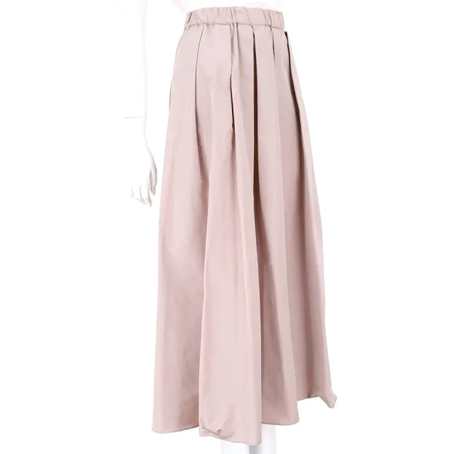 【MaxMara】WEEKEND WKDCURVATO 鬆緊腰頭 淺粉打摺塔夫綢A字長裙(義大利精品時裝)
