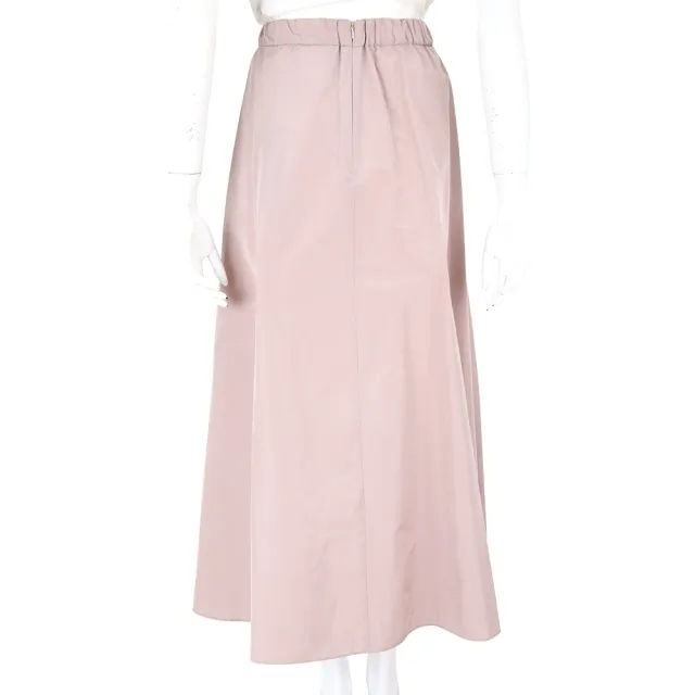 【MaxMara】WEEKEND WKDCURVATO 鬆緊腰頭 淺粉打摺塔夫綢A字長裙(義大利精品時裝)
