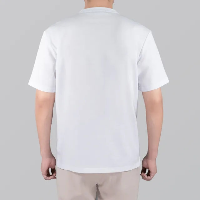 【oillio 歐洲貴族】男裝 短袖品牌拼接圓領T恤 彈力穿搭 簡約時尚 (白色 法國品牌)