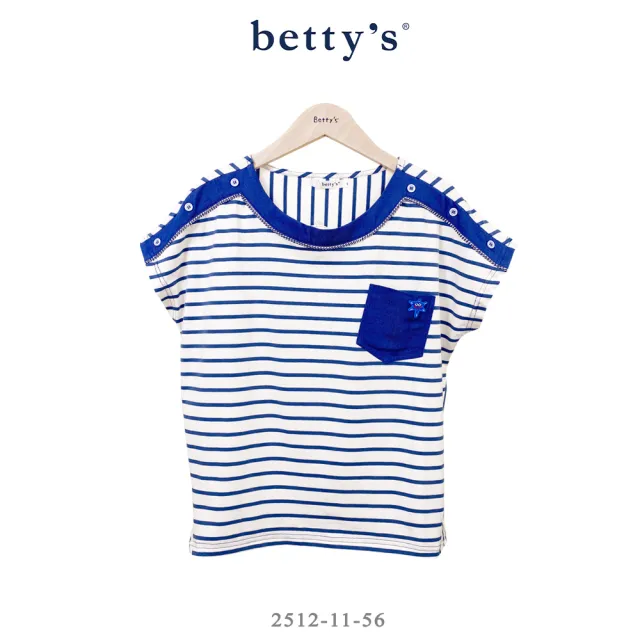【betty’s 貝蒂思】胸前刺繡布貼條紋上衣(共二色)