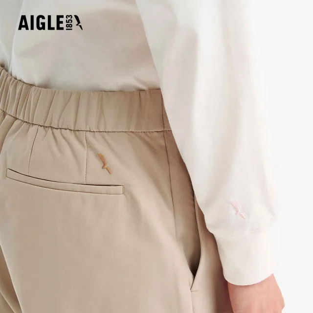 【AIGLE】女 抗UV防潑七分褲｜AG-5P275A186 杏色(女褲 防曬 抗UV 防潑水褲 機能褲 休閒褲 七分褲)