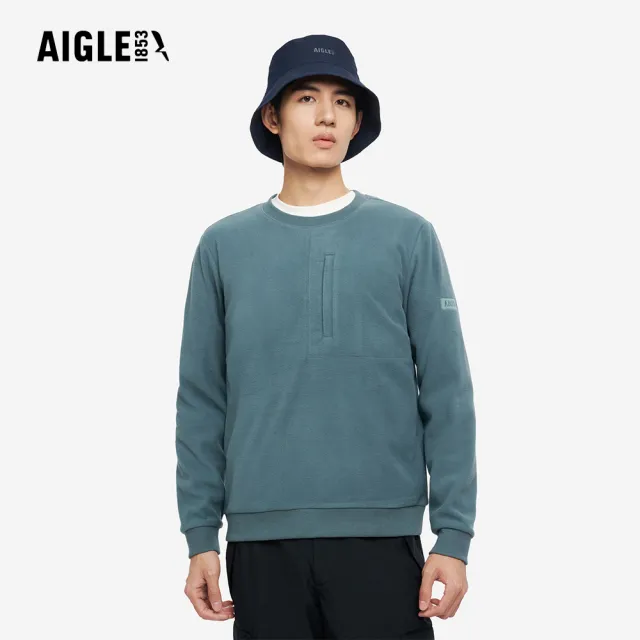 【AIGLE】男 刷毛保暖T恤｜AG-5A135A245 松綠(男長袖上衣 男T恤 保暖上衣 刷毛衣)
