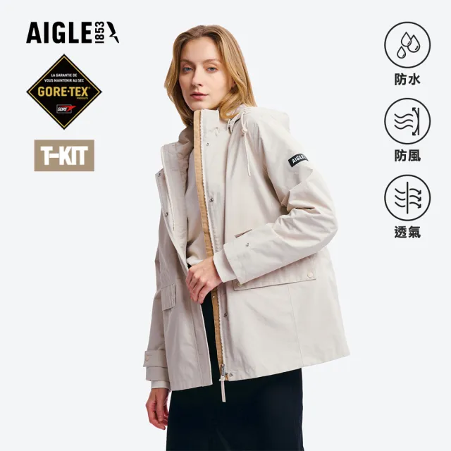 【AIGLE】女 GORE-TEX 防水透氣外套|AG-5A205A026 淺卡其(女外套 防水透氣外套 防風外套 Goretex)
