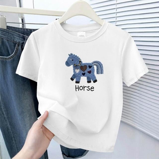 【巴黎精品】現貨限搶 純棉短袖T恤寬鬆圓領上衣(小馬印花大尺碼女裝女上衣8款b6a21 A)