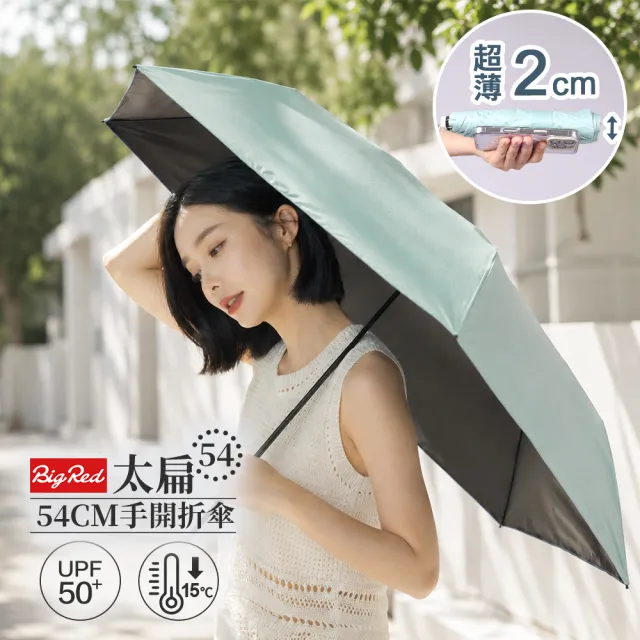 【雨傘王】BigRed太扁 降溫 輕量 手開傘 厚度2cm 迷你 折疊傘 黑膠 口袋傘 防曬 1人撐(終身免費維修*)