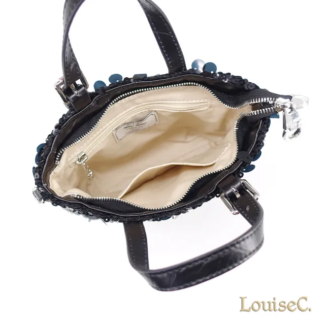 【LouiseC.】雙11 Tree House 高質感鑲鑽亮片 牛皮 時尚亮眼 托特TOTE 手提斜背小包 黑色 CC2239-05