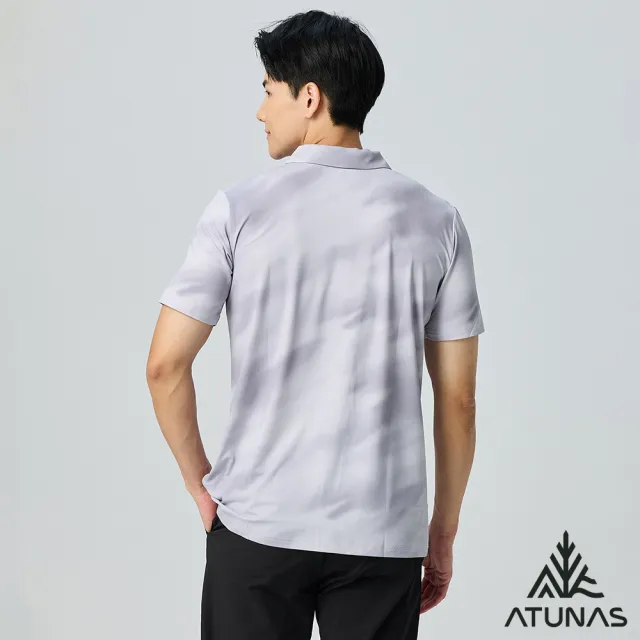 【ATUNAS 歐都納】男款ATUNAS-TEX吸濕排汗透氣短袖POLO衫(A2PS2531M漸層灰/防曬抗UV/休閒/日常穿搭)