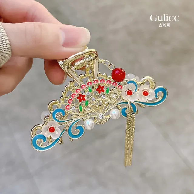 【Gulicc 古莉可】髮夾 中國風 珍珠流蘇 古典抓夾(雙11 生日 髮飾 頭飾 鯊魚夾 抓夾 禮物)