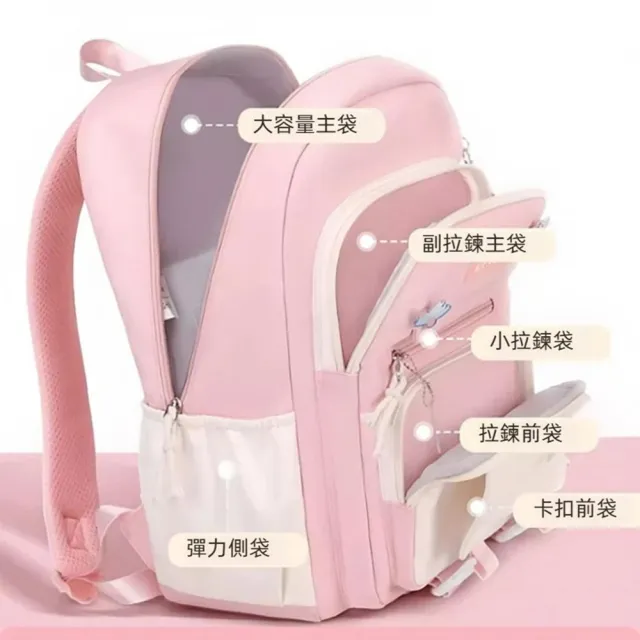 【kingkong】雙11 開學季女童減壓護脊兒童書包 輕量學生雙肩後背包 防水大容量包(送徽章和掛件)