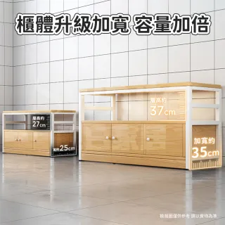 【靚白家居】鋼木風三門餐廚櫃 中島款 120公分 S051(收納櫃 置物櫃 收納櫥櫃 餐櫃 廚房電器櫃)