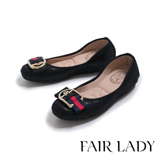 【FAIR LADY】品牌經典 我的旅行日記 都會時尚方頭增高平底娃娃鞋(黑/502089 女鞋)