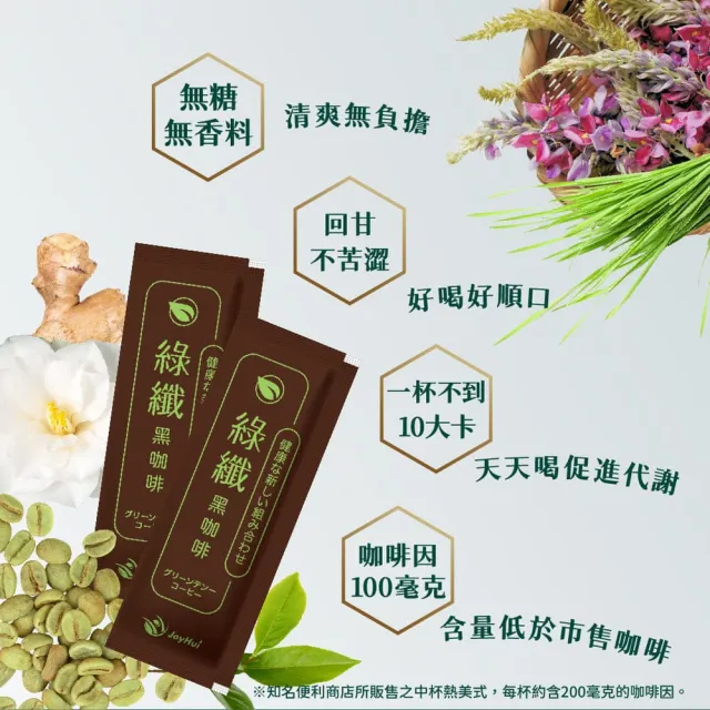 【JoyHui 佳悅】綠纖EX代謝黑咖啡4盒(共40包、配方升級葛花+小麥若葉、綠茶咖啡)