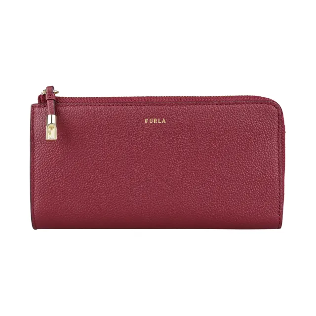 【FURLA 芙拉】FURLA精品粒面小牛皮真皮長夾拉鍊零錢袋款(紅)