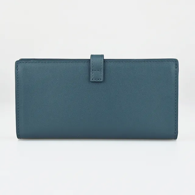 【FURLA 芙拉】FURLA精品小牛皮拱形金屬LOGO長夾(藍x灰)