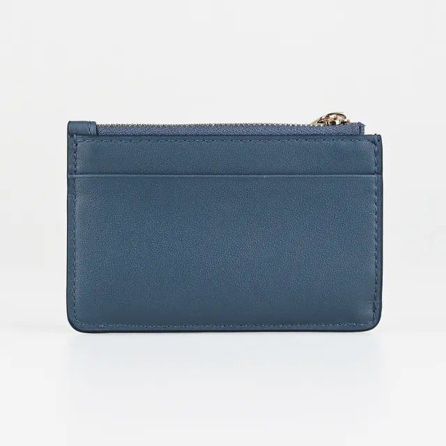 【FURLA 芙拉】FURLA精品粒面小牛皮拉鍊零錢卡夾(藍)
