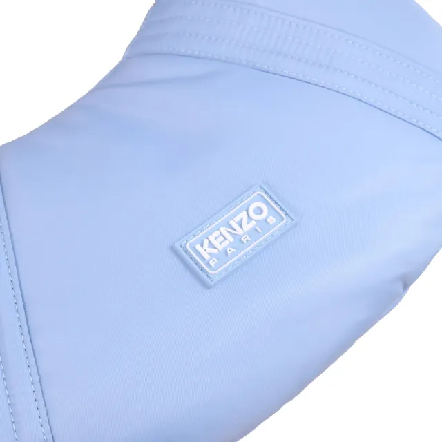 【KENZO】品牌LOGO尼龍二合一零錢袋手提包單肩包彎月包(天藍)