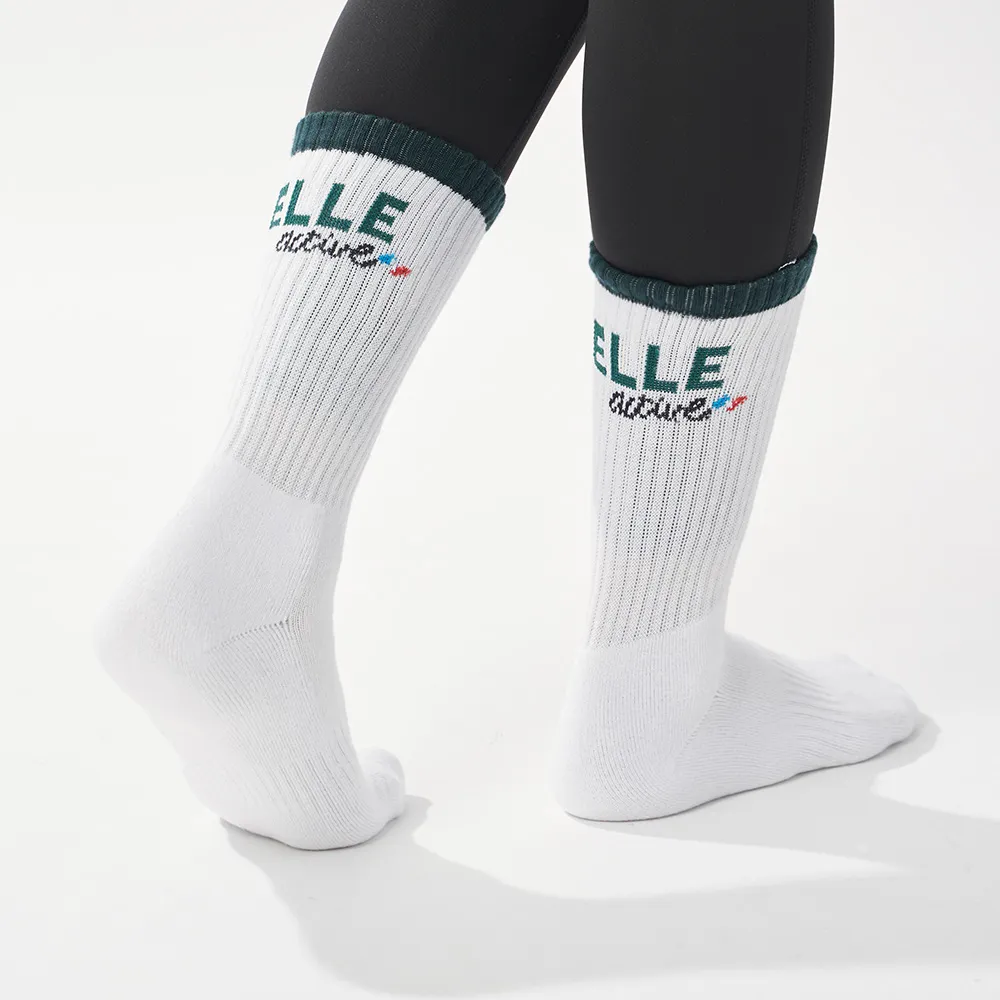 【ELLE ACTIVE】男女適穿 運動休閒中筒襪-綠色(EA24A2FS201#45)