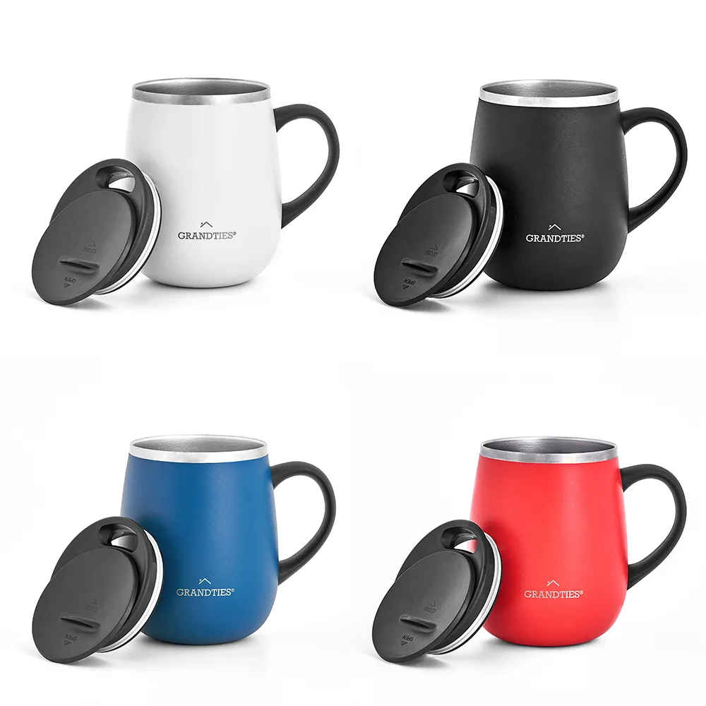 【美國GrandTies】滑蓋式460ML真空不鏽鋼保溫杯/馬克杯午夜黑(保冷/保溫)(保溫瓶)