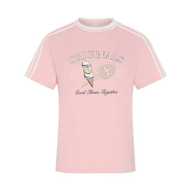 【adidas 愛迪達】Adidas Sports Tee SS W 女款 粉色 印花 T恤 運動 休閒 短袖 KX6894