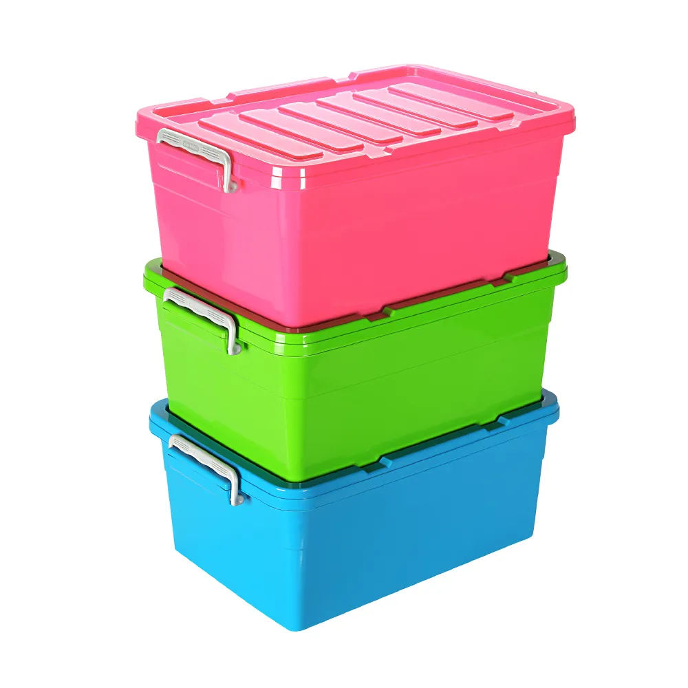 【KEYWAY 聯府】達拉整理箱33.5L附輪-3入 藍/綠/紅(儲物 收納箱 炫彩玩色 MIT台灣製造)