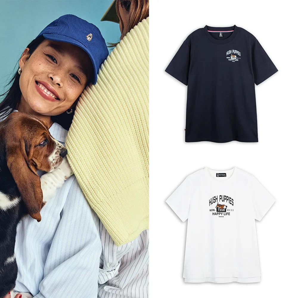 【Hush Puppies】男女裝 T恤 Q版趴趴狗寬版T恤(男女裝任選)