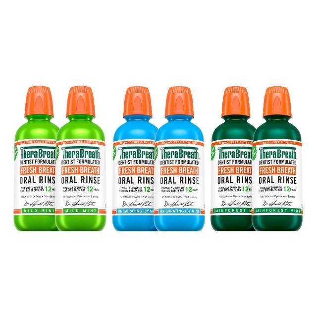 【TheraBreath 凱斯博士】漱口水 任選2入組 無酒精漱口水 473mlX2(溫和薄荷/冰涼薄荷/雨林薄荷)