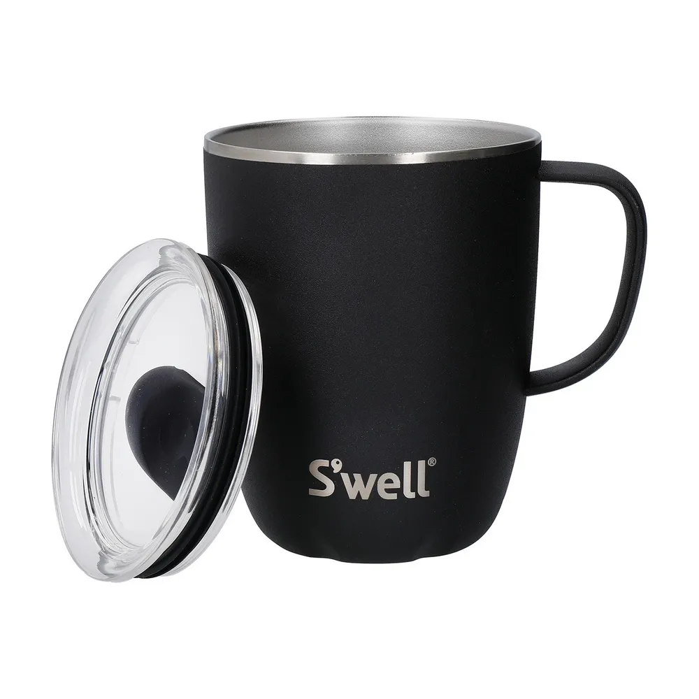 【S’well】美國 Mug不鏽鋼滑蓋保溫馬克杯 曜石黑350ml / swell 保溫杯 保冰杯 推蓋直飲杯