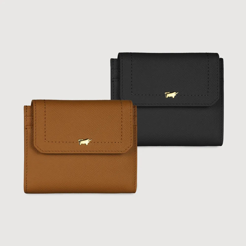 【BRAUN BUFFEL 德國小金牛】婕娜 6卡三折短夾-多色任選(BF2005-414-BK/BRA) 錢包送禮推薦