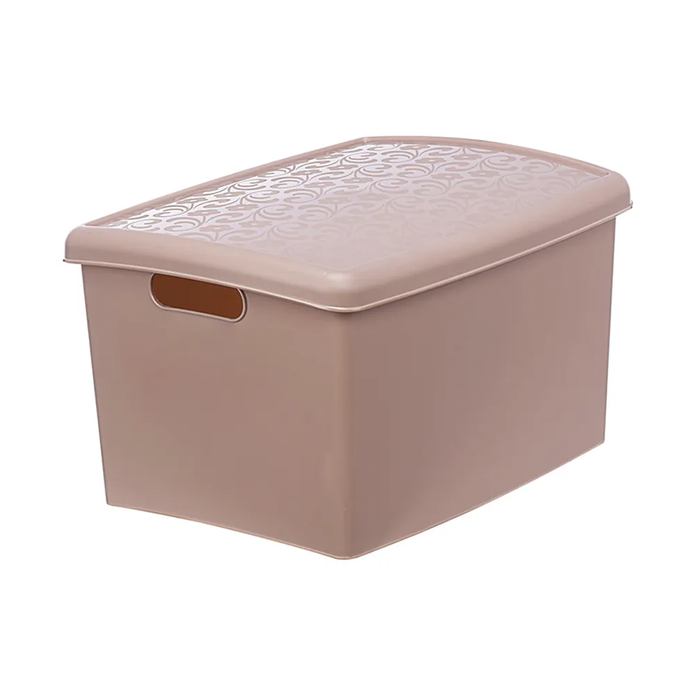 【KEYWAY 聯府】森本整理箱16.5L附蓋-2入 米白/咖啡色(收納箱 置物箱 MIT台灣製造)