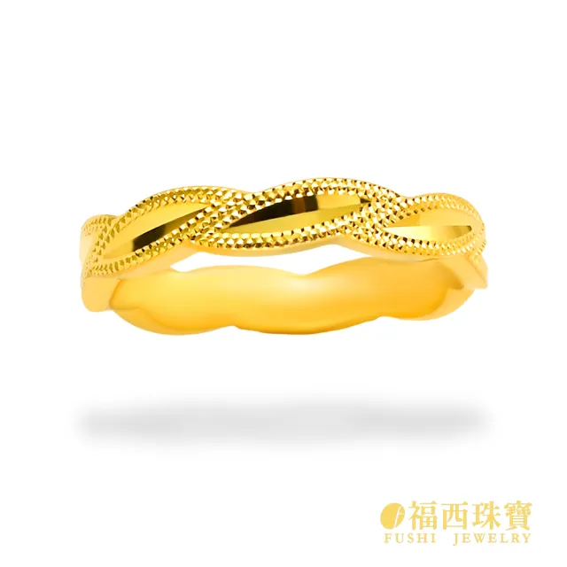 【福西珠寶】黃金戒指 #13.5 月桂花冠 固圍戒滾珠葉片桂冠造型 中性寬版 男女皆宜(金重0.64錢正負0.03錢)