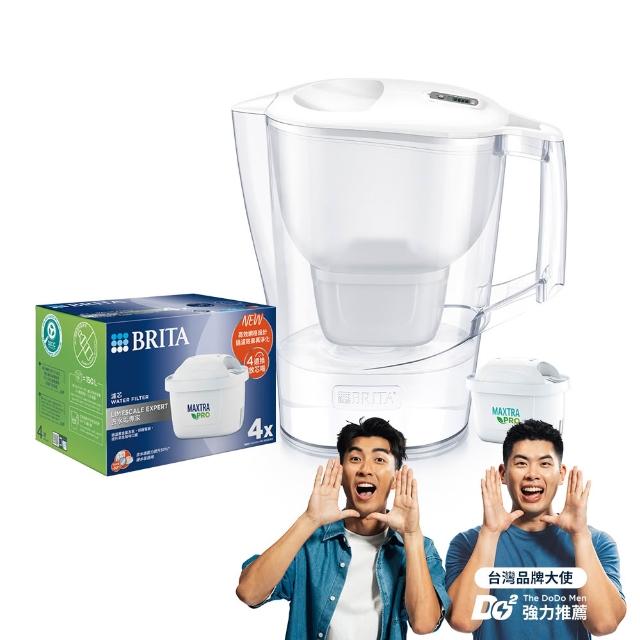 【BRITA】官方直營 愛奴娜Aluna XL濾水壺+4入去水垢濾芯(共1壺5芯)