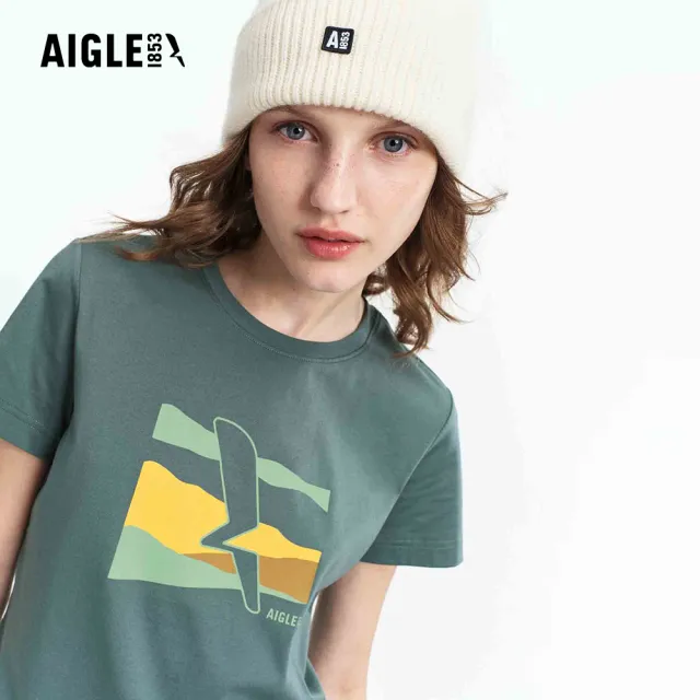 【AIGLE】女 快乾抗菌短袖T恤｜AG-5A255 (女 T恤 短袖上衣 抗菌抑臭 吸濕快乾 有機棉)