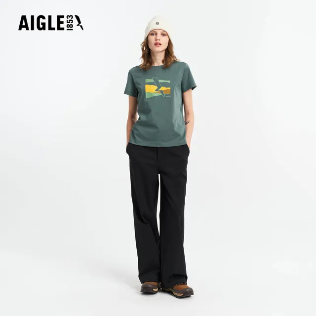 【AIGLE】女 快乾抗菌短袖T恤｜AG-5A255 (女 T恤 短袖上衣 抗菌抑臭 吸濕快乾 有機棉)