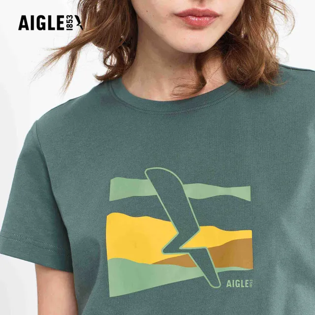 【AIGLE】女 快乾抗菌短袖T恤｜AG-5A255 (女 T恤 短袖上衣 抗菌抑臭 吸濕快乾 有機棉)