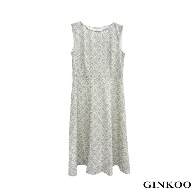 【GINKOO 俊克】領出芽蕾絲印花洋裝