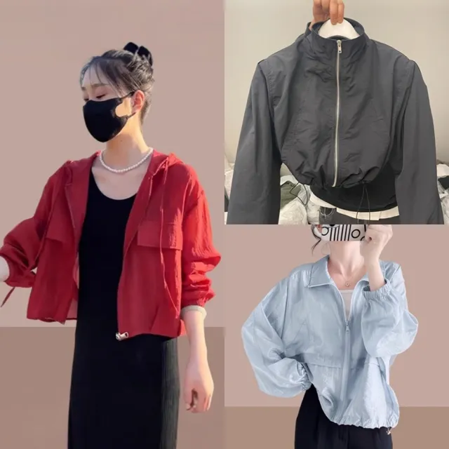 【巴黎精品】現貨+預購 防曬外套法式短版外套防曬衣夏季薄款上衣襯衫(薄款透氣百搭女外套11款t1a1no3 C)