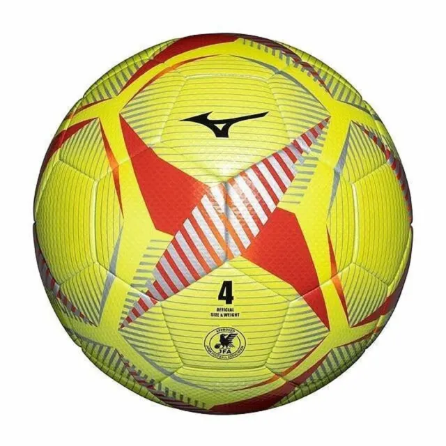 【MIZUNO 美津濃】足球 4號 小學生高年級 訓練 比賽 PU 合成皮 黃紅(P3JBSB0245)
