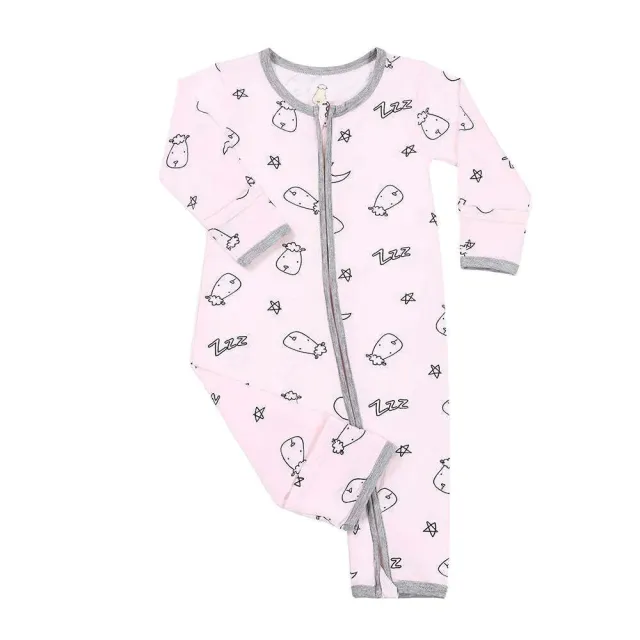【baa baa sheepz 抱抱羊】長袖拉鍊連身衣 甜夢款(粉藍黃灰) 3歲以下 小童 爬服 竹纖維 親膚透氣 官方正貨
