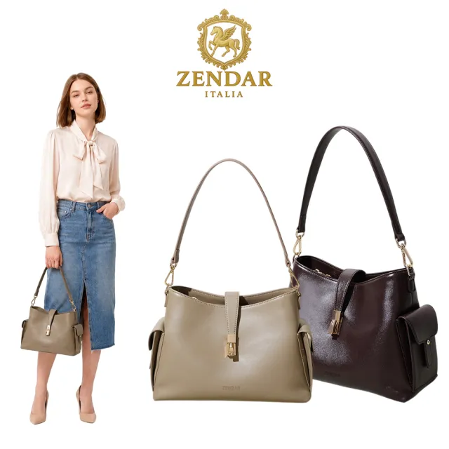 【ZENDAR】直播限定 限量1折 頂級小牛皮肩背包 琳達系列 全新專櫃展示品 (2色選)