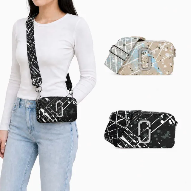 【MARC JACOBS】SNAPSHOT 皮革潑墨雙層斜背/相機包(兩色選)