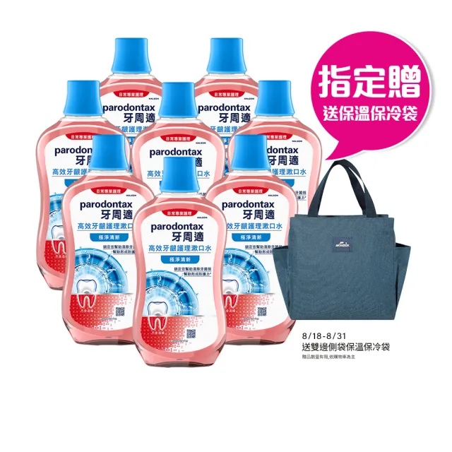 【Parodontax 牙周適】高效牙齦護理漱口水 500mlX8入(極淨清新/溫和薄荷)