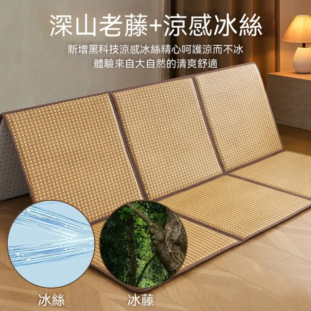【Quality 聚家】可折疊藤席涼席地墊 榻榻米睡覺打地鋪專用墊 爬爬墊 午睡床墊 130*260cm（涼感冰絲材質）