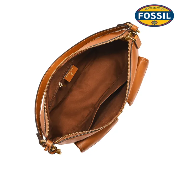 【FOSSIL】Jolie 真皮新月立體外袋斜背包-暖茶色 ZB11257805