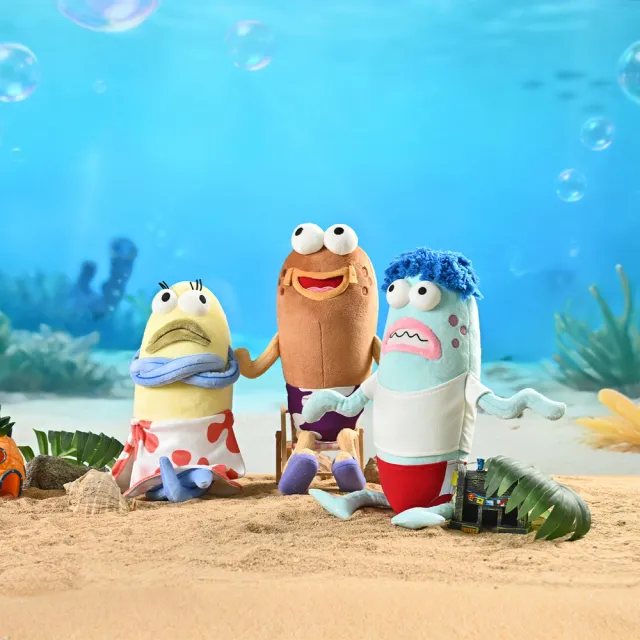 【SpongBob 海綿寶寶】32-39cm路人魚 絨毛娃娃 無情比耶/內心慌張/拜託拜託