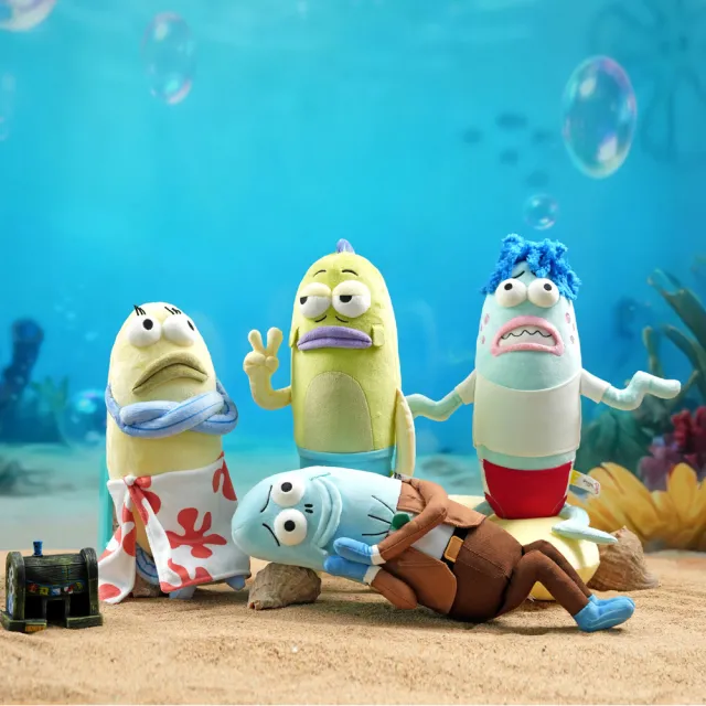 【SpongBob 海綿寶寶】32-39cm路人魚 絨毛娃娃 無情比耶/內心慌張/拜託拜託