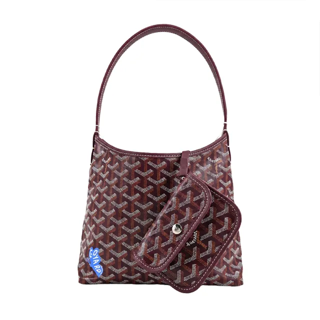 【GOYARD 高雅德】Boheme Hobo手繪限定MINI肩背包-酒紅/藍蝴蝶