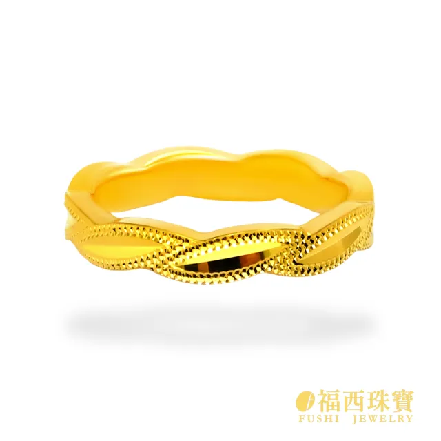 【福西珠寶】黃金戒指 #7 月桂花冠 固圍戒 滾珠葉片桂冠造型 中性寬版設計 男女皆宜(金重0.66錢正負0.03錢)