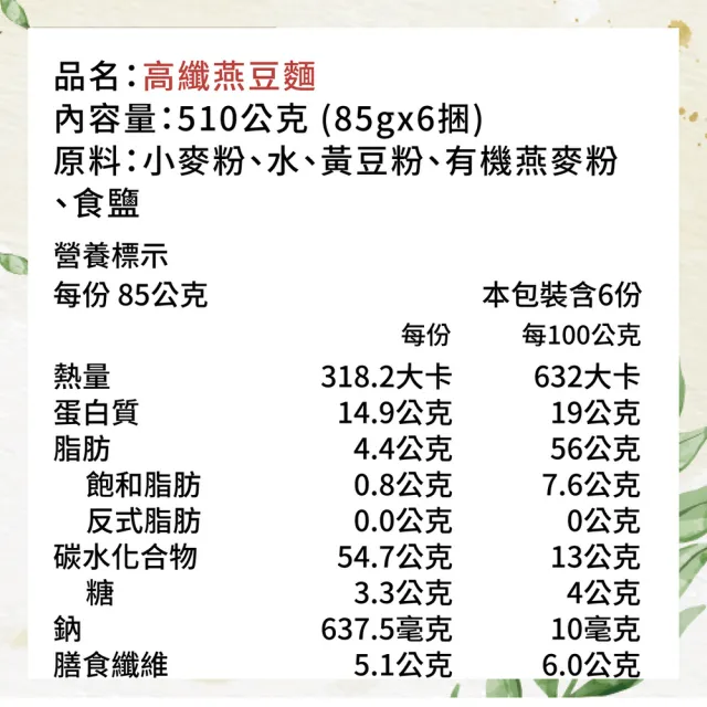 【Winseed 溫室好食道】高纖燕豆麵 510g(營養燕麥麵/減醣麵/無化學添加麵條)
