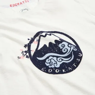【EDOKATSU 江戶勝】男裝 富士山家紋短袖T恤(米白色)