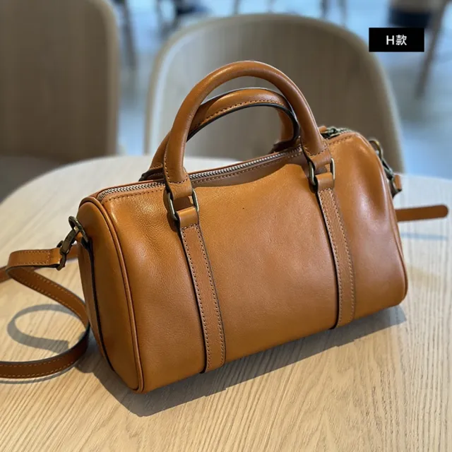 【巴黎精品】現貨+預購 真牛皮枕頭包復古公事包真皮革手提肩背包(極簡側背斜背女包包3款a1mk13 C)